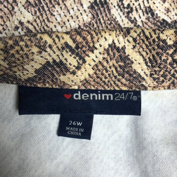 Denim 24/7 Jacket Womens Size 26W Reptile Print Trucker Style Button Up Casual - Picture 5 of 8